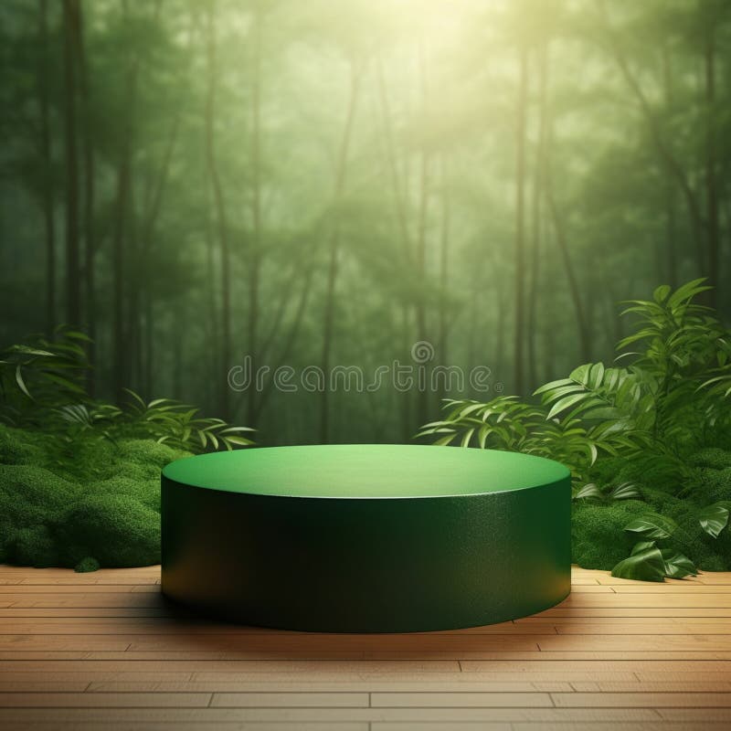 AI Generative Naturel product display background stage with blank podium pedestal stock illustration
