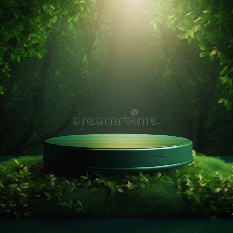 AI Generative Naturel product display background stage with blank podium pedestal vector illustration