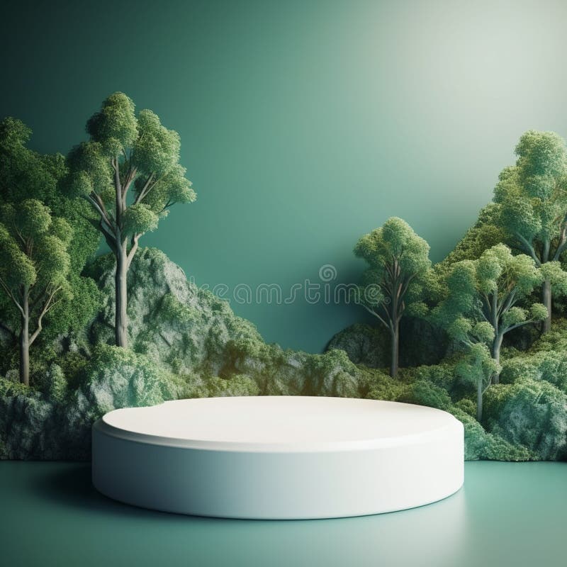 AI Generative Naturel product display background stage with blank podium pedestal vector illustration