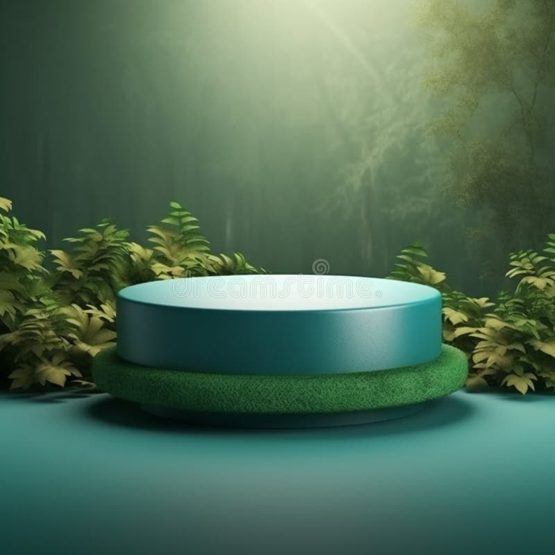 AI Generative Naturel product display background stage with blank podium pedestal stock illustration