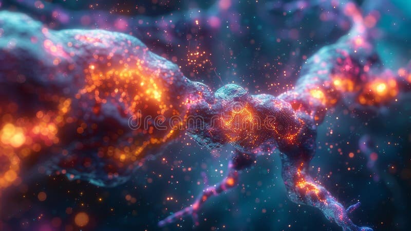 Ai generativo de visualización de conexión neural stock de ilustración