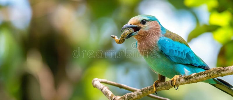 Ai Generator Bild von Indoor-Rollvogel coracias affinis ist ein mittelgroßer Vogel stockbilder