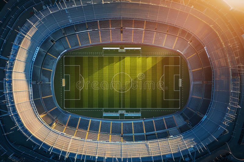 Ai generatywny widok stadionu piłkarskiego z góry royalty ilustracja