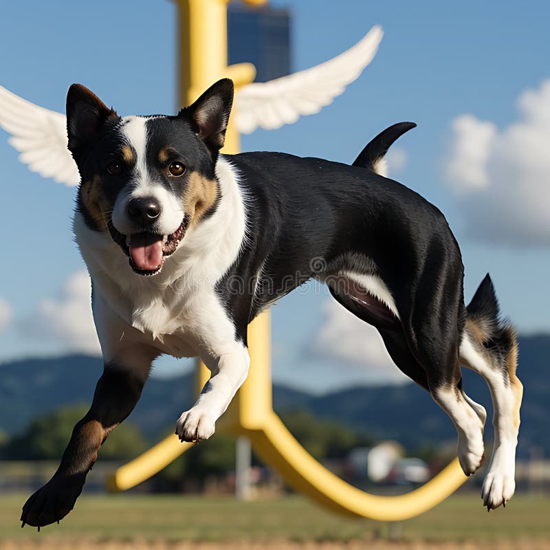 Ai-genererad bild av en hoppande hund vektor illustrationer