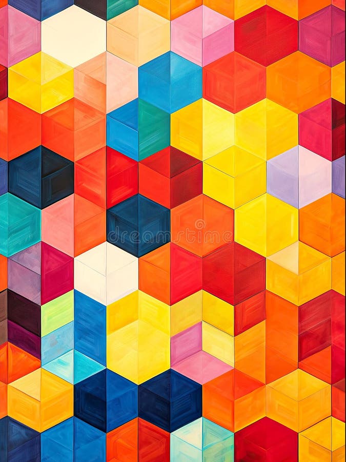 En ai-genererad illustration av en array med geometriska former i ett kaleidoskopiskt mönster