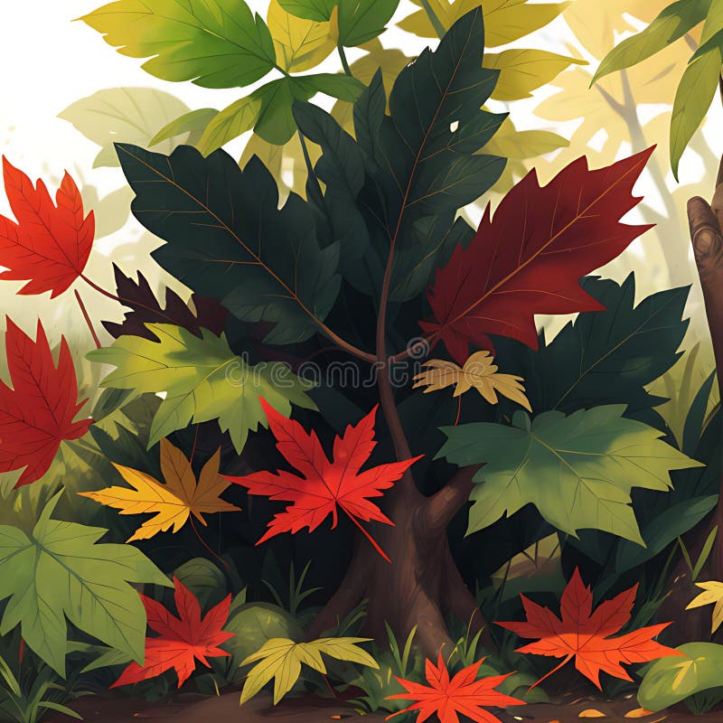 Ai-genererad illustration av hösttidäppelblad stock illustrationer