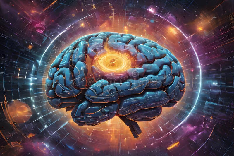 AI-genererad illustration för konceptet med frigjorda hjärnkrafter vektor illustrationer