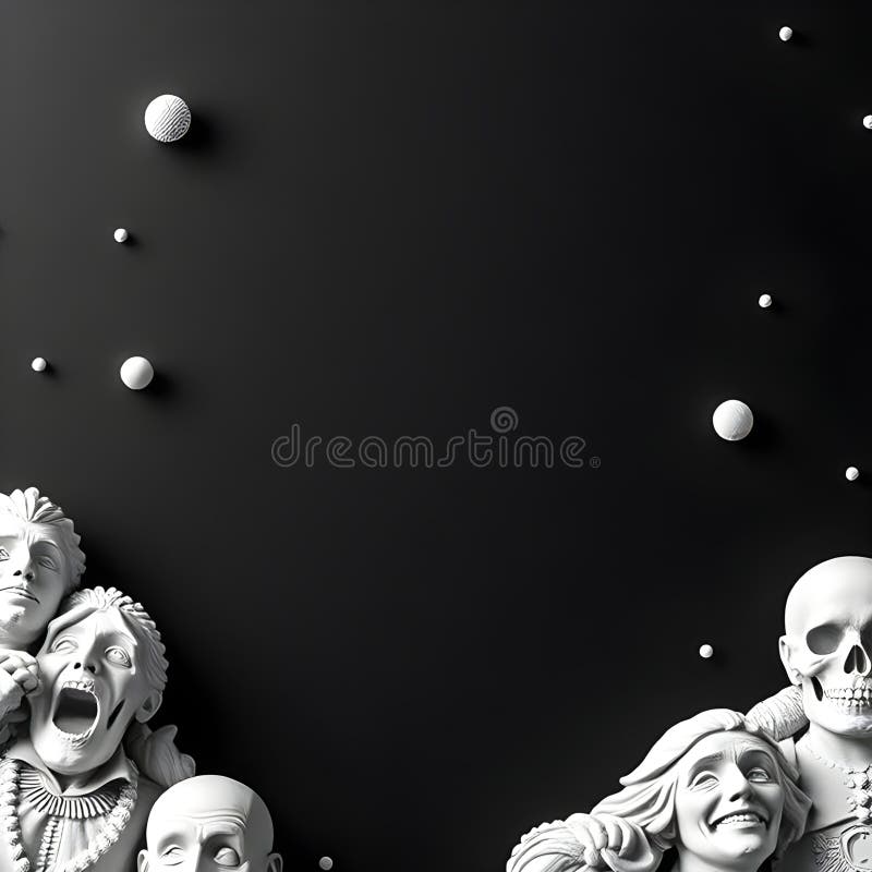 AI genererade monokroma surreala skulpturer med humana siffror och sfärer royaltyfri illustrationer