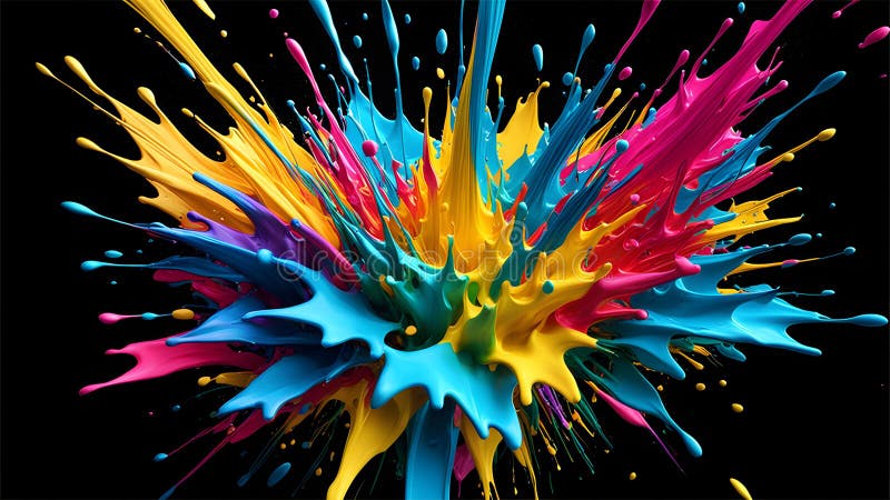 Ai generiert. Darstellung. Explosion farbiger Farben. Spritzen und Blenden aus dem Mischen von Farben. Hintergrund. lizenzfreies stockfoto