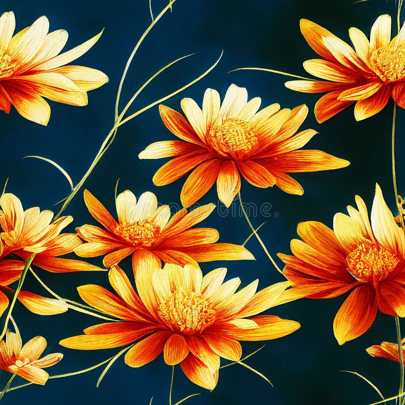 Ai generierte Abbildung einer lebendigen, floralen nahtlosen Muster-Fliese vektor abbildung