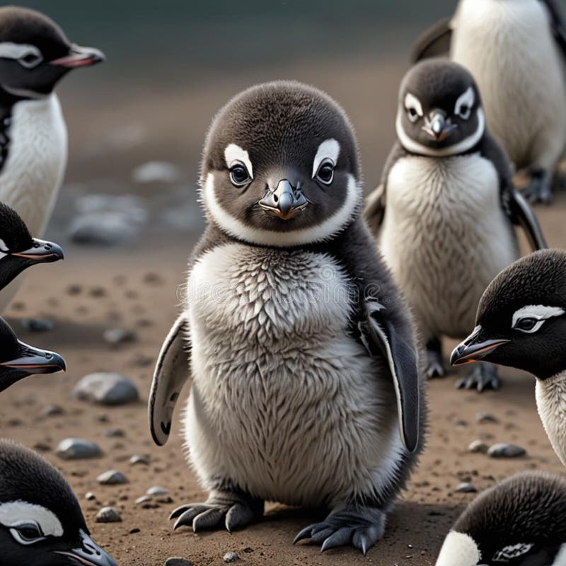 Ai generierte Bild süße Pinguinbabys lizenzfreie abbildung
