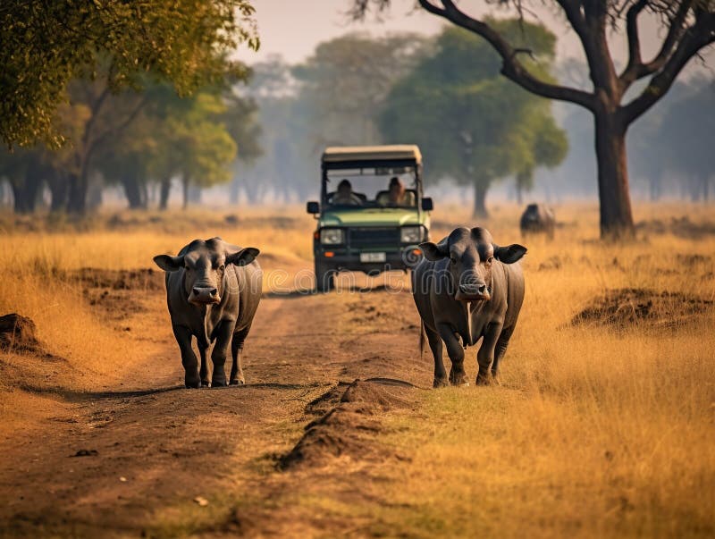 Ai generierte Darstellung Wildlife Concept of Safari. Safari mit generativer Ai-Illustration