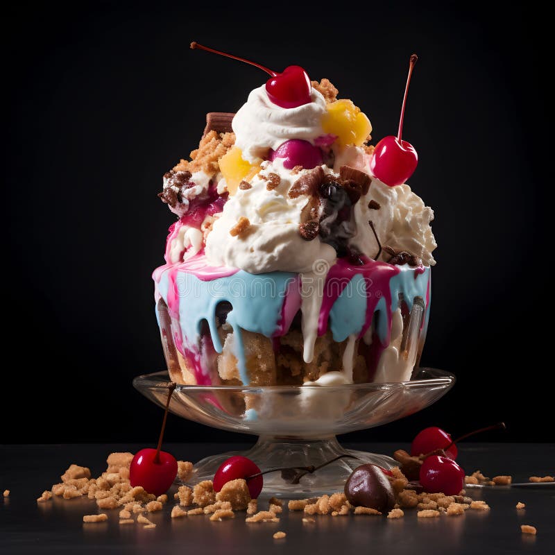 Ai generierte digitale Kunst einer Eiscreme sundae in einem Glas vektor abbildung