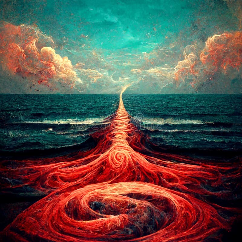 Ai generierte digitale Kunst eines fiktiven mythischen Weg spaltet das Meer zum Himmel vektor abbildung