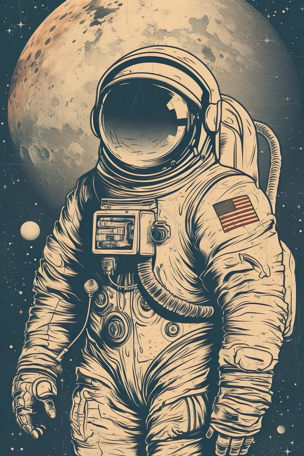 Ai generierte Illustration der Kosmonaut als Vintage Poster vektor abbildung