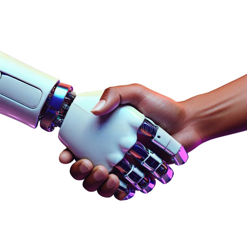 Eine ai-generierte Illustration einer Schließung von Roboter und menschlichem Handshake