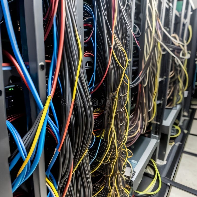 Ai generierte Image-Netzwerk-Kabel in einem Server-Rack vektor abbildung