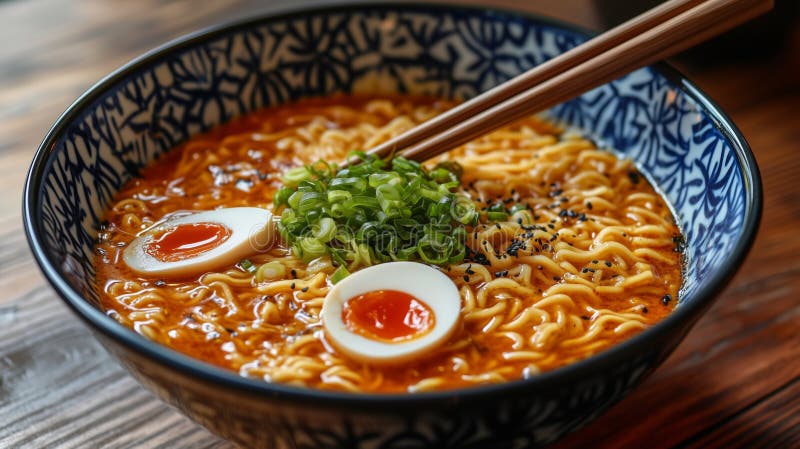 Ai generó ilustración de un tazón de ramen asiático tradicional fotografía de archivo libre de regalías