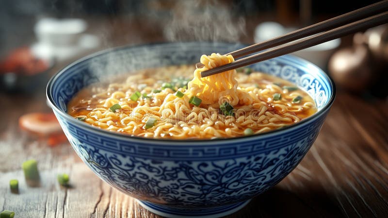 Ai generó ilustración de un tazón de ramen asiático tradicional fotografía de archivo