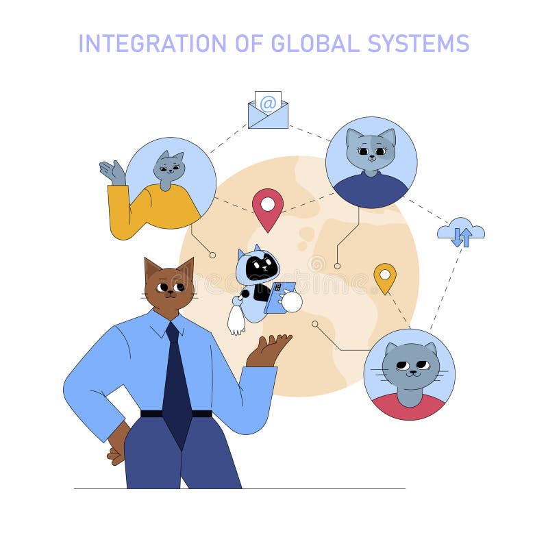 Ai For Global Business. Flat vector illustration