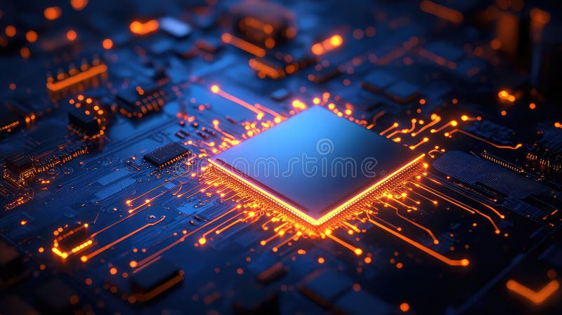 Ai glowing style emerging edge computing module royalty free illustration