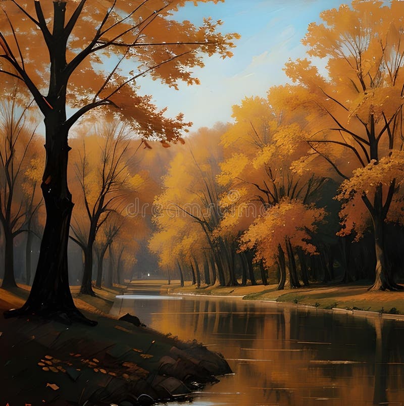 Ai ha generato opere d'arte digitali che rappresentano un paesaggio durante la stagione autunnale royalty illustrazione gratis