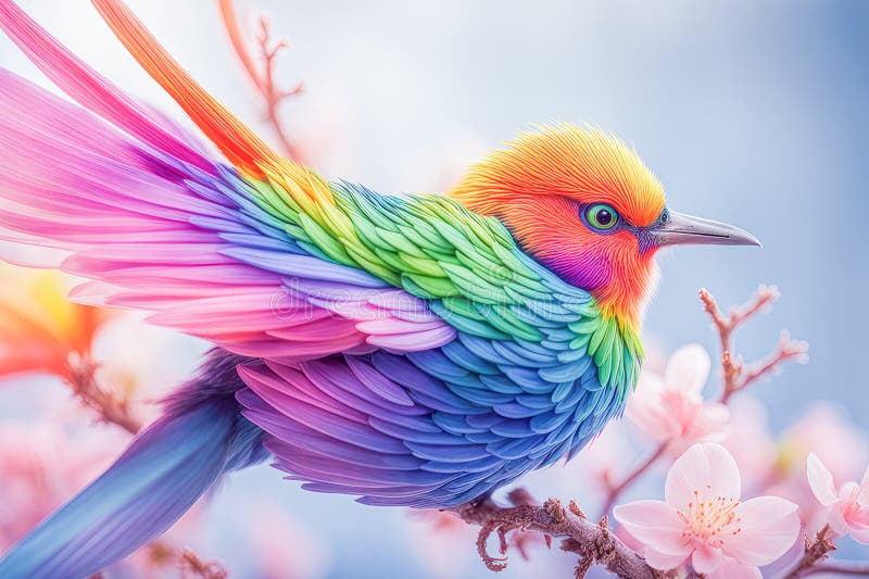 Ai ha generato un'immagine di chiusura di un uccello vivo carino su un ramo fotografia stock