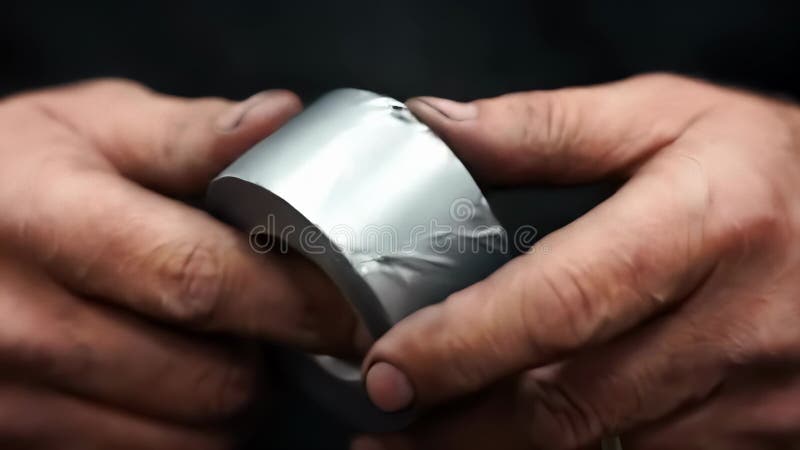 AI Hands holding duct tape for repair stock illustration