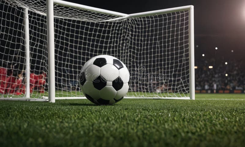 Minge de fotbal în plasă stock illustration