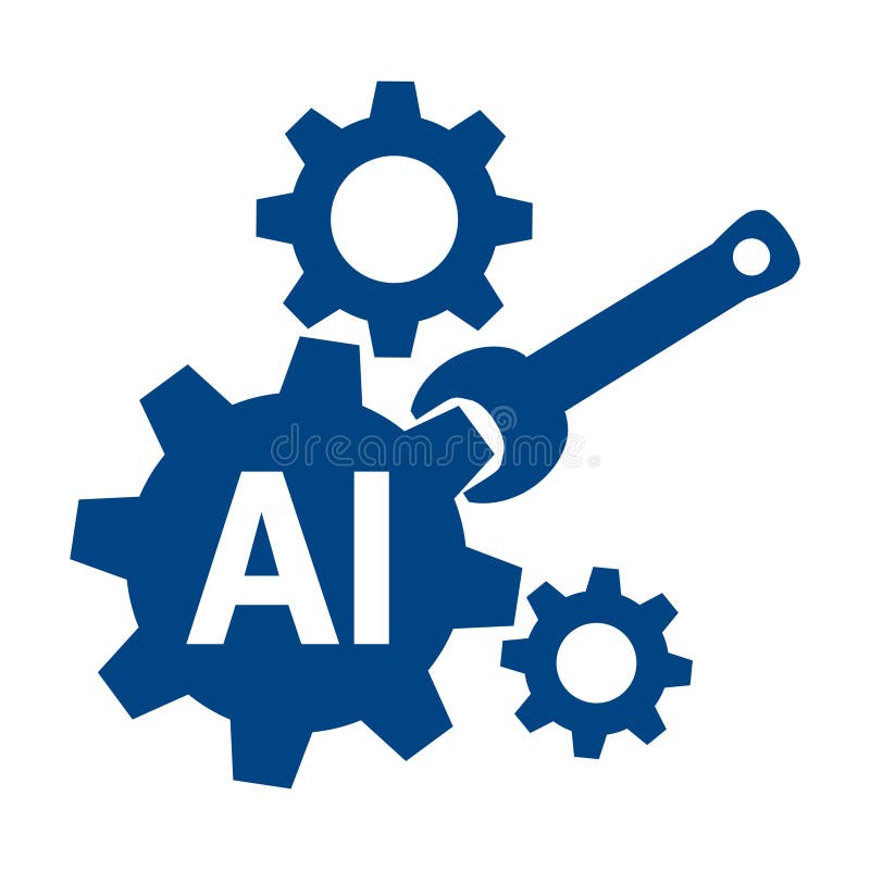 AI icon, settings artificial intelligence, process optimization vector illustration