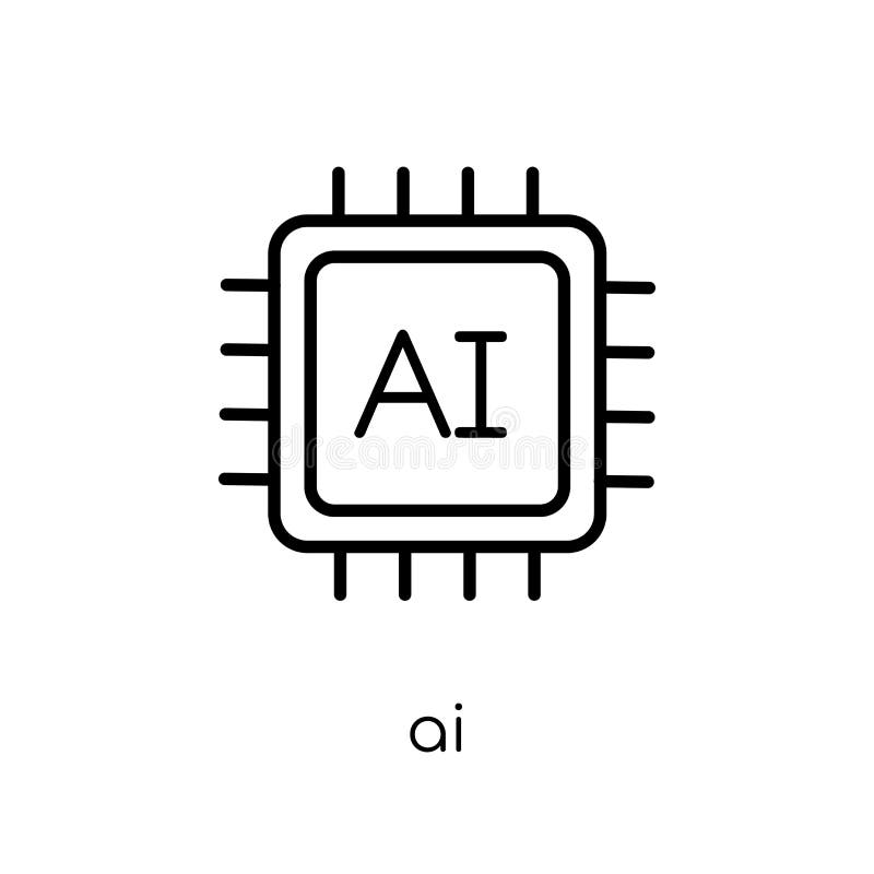 AI icon. Trendy modern flat linear vector AI icon on white background from thin line Artificial Intelligence, Future Technology c royalty free illustration