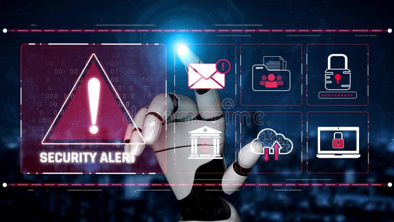 AI-assisted cybersecurity threat detection and alert system Marrow vector illustration