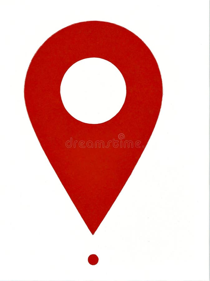 An AI illustration of red teardrop market icon as a pin drop for a location on a map