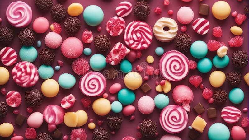 Ai illustrazione di un assortimento di dolciumi colorati a base di confetteria illustrazione vettoriale