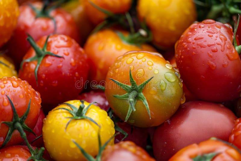 Ai illustrazione di un assortimento vibrante di pomodori colorati illustrazione vettoriale