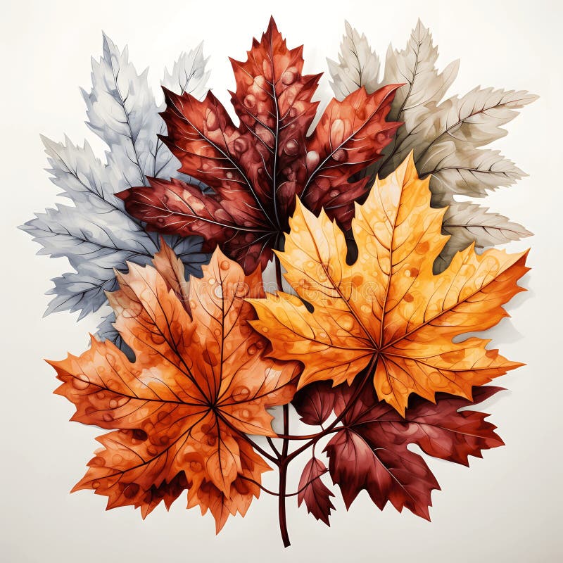Ai illustrazione di un vibrante assortimento di foglie autunnali colorate illustrazione di stock