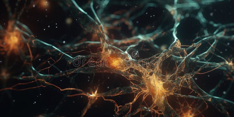 Ai illustrazione generata di neuroni collegati tra loro con una serie di piccole linee illustrazione vettoriale