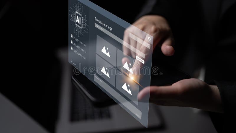 AI image generator interface enables image, AI, and generator process by converting user prompt into visual content using intelligent algorithms Latch. Intelligent algorithms stock images, royalty-free photos and pictures