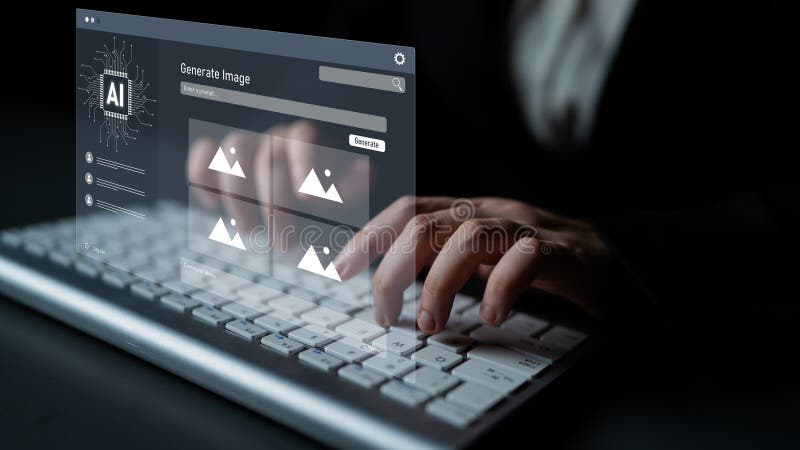 AI image generator interface enables image, AI, and generator process by converting user prompt into visual content using intelligent algorithms Latch. Intelligent algorithms stock images, royalty-free photos and pictures