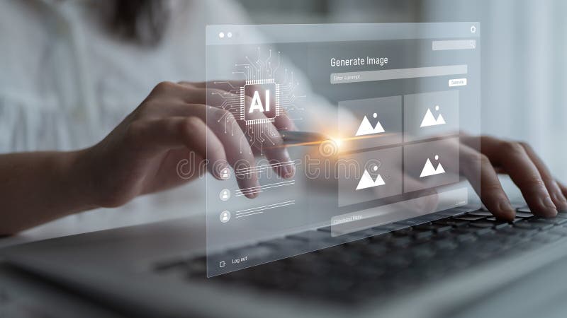 AI image generator interface enables image, AI, and generator process by converting user prompt into visual content using intelligent algorithms Latch. Intelligent algorithms stock images, royalty-free photos and pictures