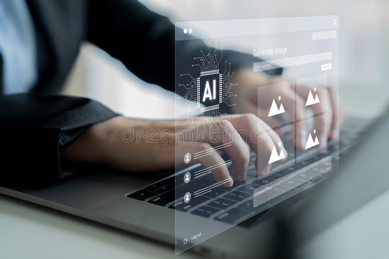 AI image generator interface enables image, AI, and generator process by converting user prompt into visual content using intelligent algorithms Latch. Intelligent algorithms stock images, royalty-free photos and pictures