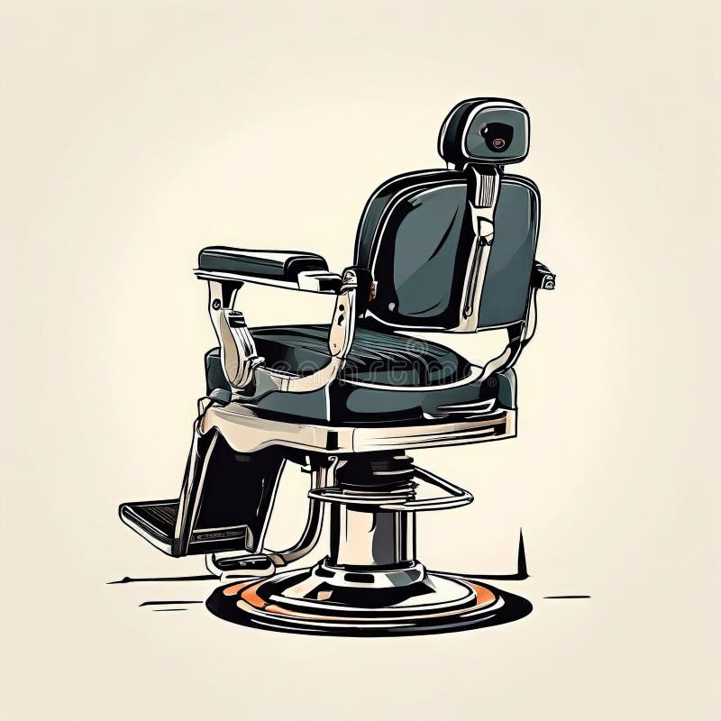 AI Image Generator, Professional Barber Chair is Surrounded by Cut Hair