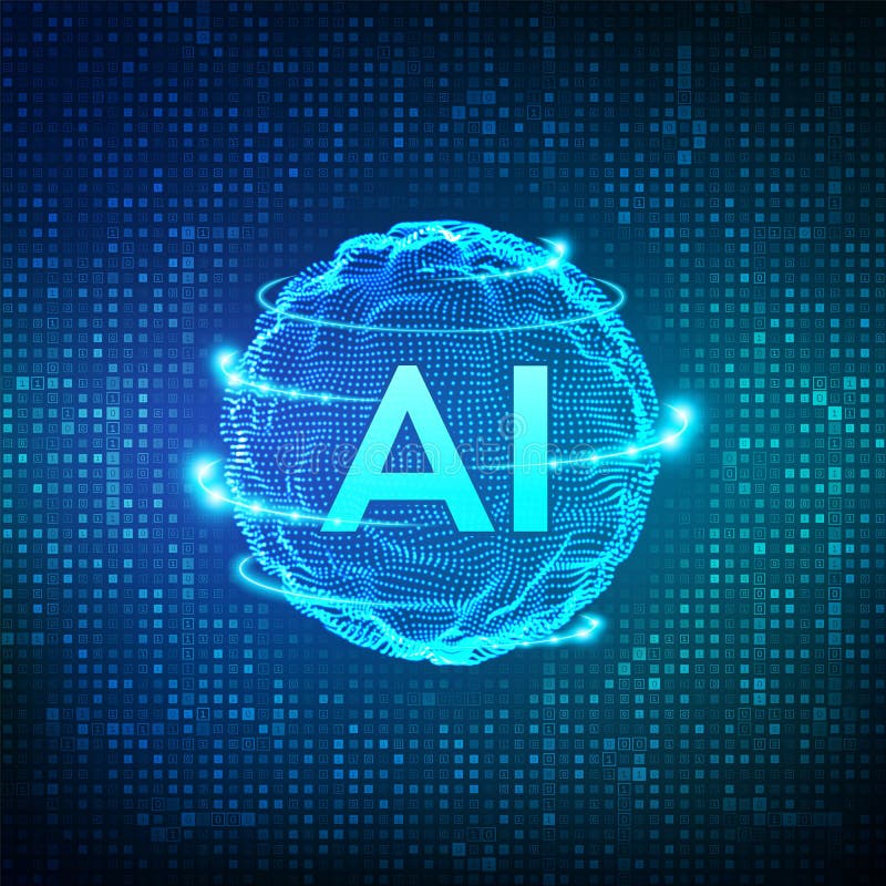 AI Koncepcja Sztucznej Inteligencji i Uczenia Się Maszynowego Fala siatkowa w tle cyfrowego kodu binarnego macierzy strumieniowej
