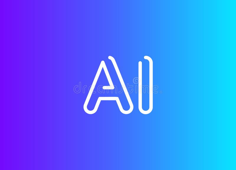 AI-konturlogotyp Monogram design för tekniska chatbot Virtual Assistant Neural Network SaaS Smart Digital Tool. Perfekt stock illustrationer
