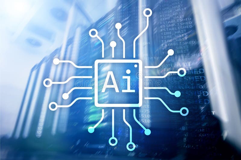 AI, Kunstmatige intelligentie, automatisering en modern informatietechnologie concept op het virtuele scherm