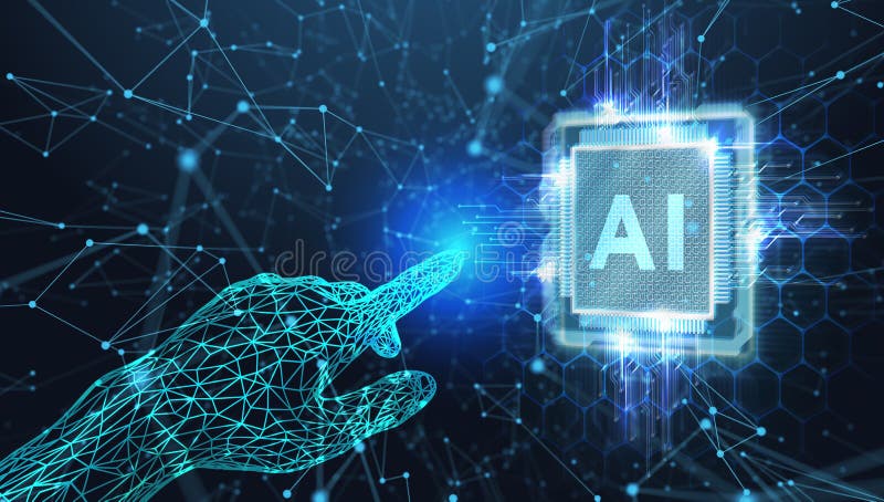 AI Learning and Artificial Intelligence Concept. Business, modern technology, internet and networking concept vector illustration