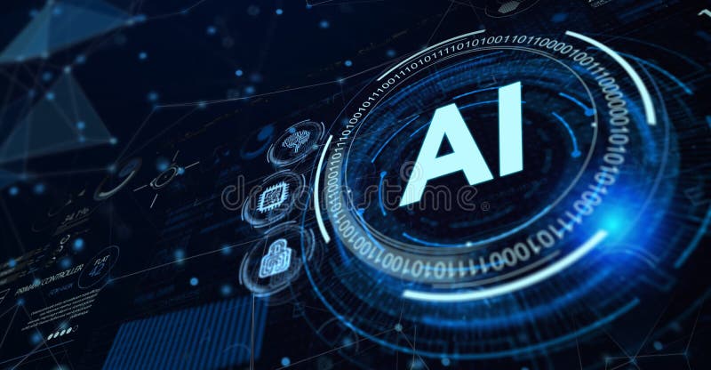AI Learning and Artificial Intelligence Concept. Business, modern technology, internet and networking concept vector illustration