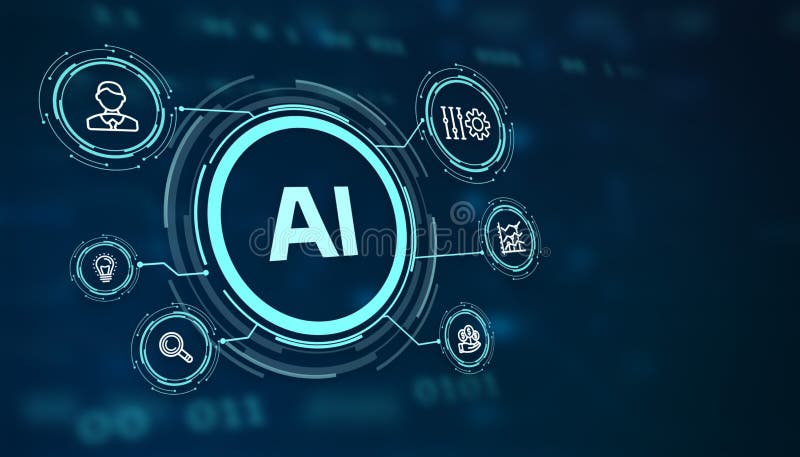 AI Learning and Artificial Intelligence Concept. Business, modern technology, internet and networking concept royalty free illustration