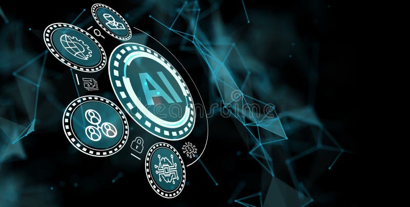 AI Learning and Artificial Intelligence Concept. Business, modern technology, internet and networking concept royalty free illustration