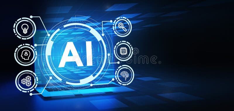 AI Learning and Artificial Intelligence Concept. Business, modern technology, internet and networking concept royalty free illustration